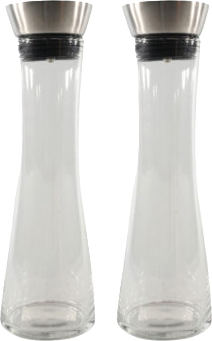 Svenska Living Karaf met schenkdop - 2x - glas/RVS - 1L - schenkkan