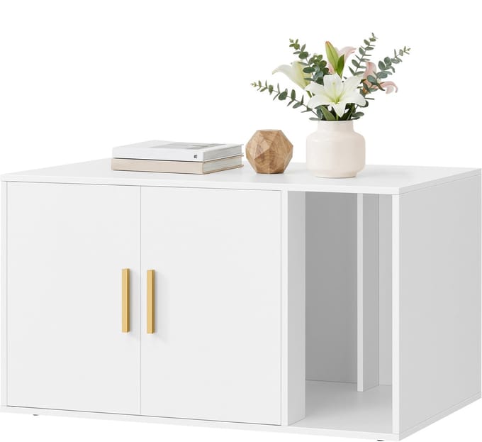 Feandrea - Kattenbak - Kattenbak Kast - Bijzettafel - Wit - 80cm