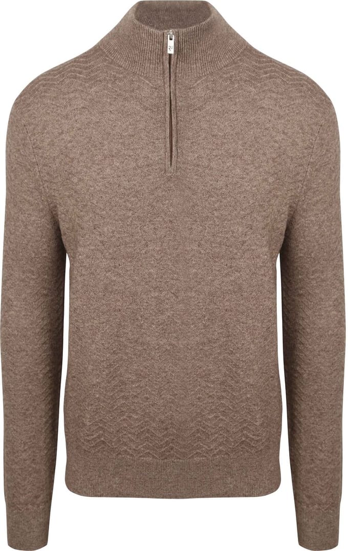 R2 Pullover Halfzip Weave Structure Taupe - Maat XL - Heren - Quarter zip