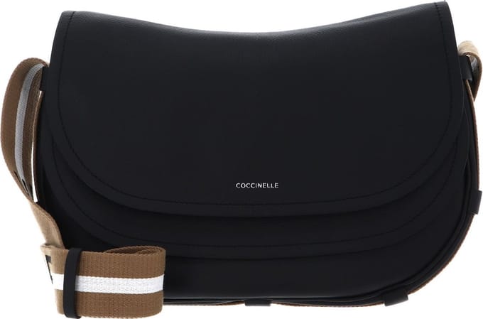 COCCINELLE Leren Schoudertas Raquel Shoulder Bag Noir / Cuir Zwart