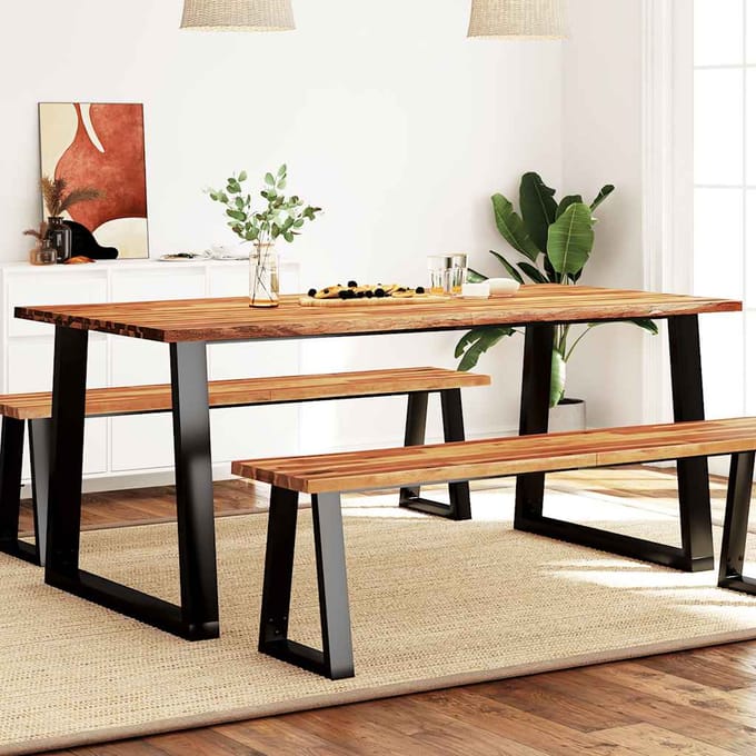 vidaXL - Eettafel - met - natuurlijke - rand - 180x90x75 - cm - massief - acaciahout