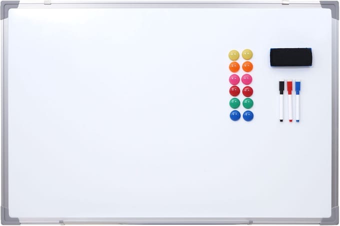 Whiteboard MCW-C84, magnetisch memobord prikbord, incl. accessoires ~ 90x60cm