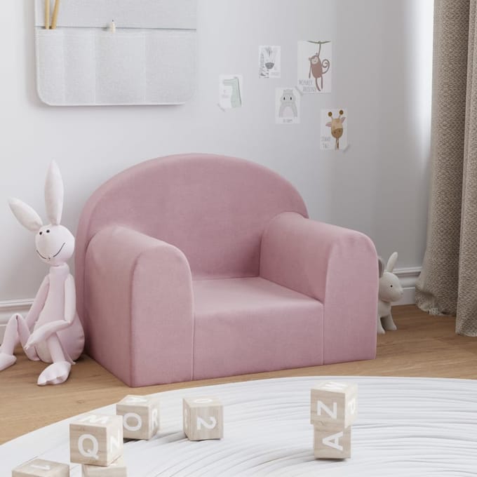 vidaXL - Kinderbank - zacht - pluche - roze