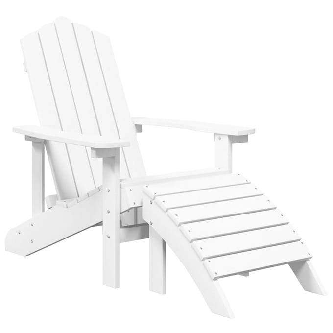 vidaXL - Tuinstoelen - 2 - st - Adirondack - met - voetensteunen - HDPE - wit