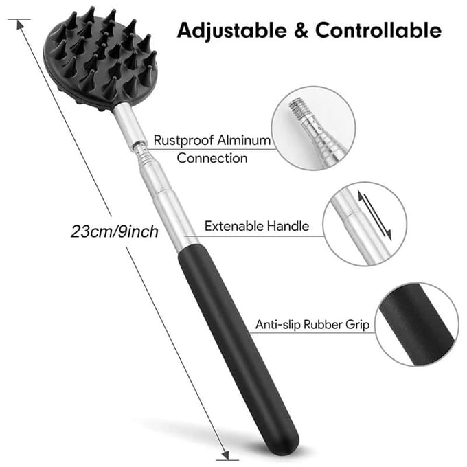 1 pièce de gratte-dos télescopique, kit de massage extensible pour soulager les démangeaisons et la relaxation black