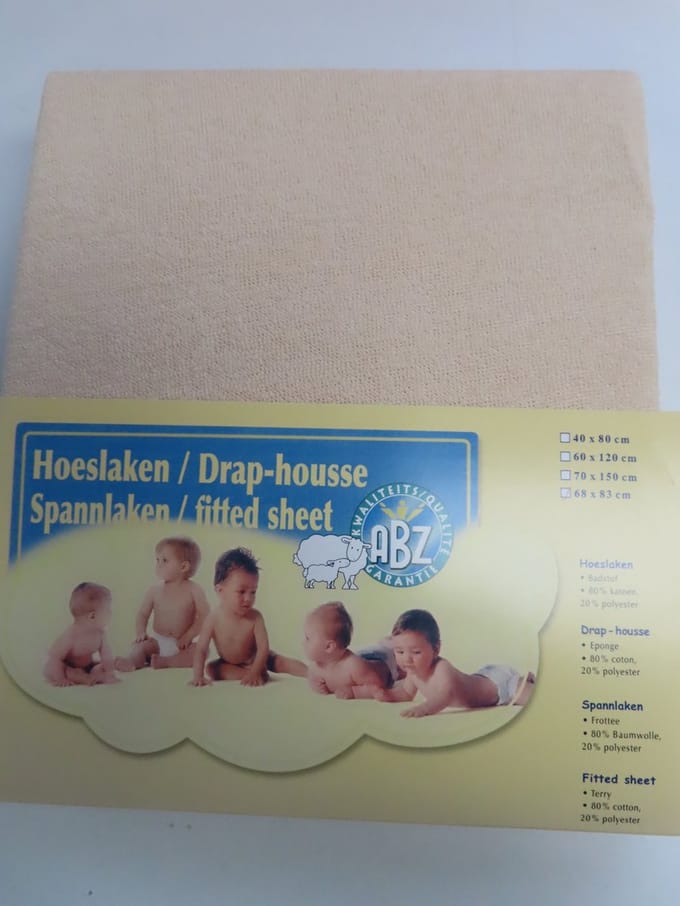 ABZ - Hoeslaken - 68 x 83 - Waskussen - Beige - Eponge.
