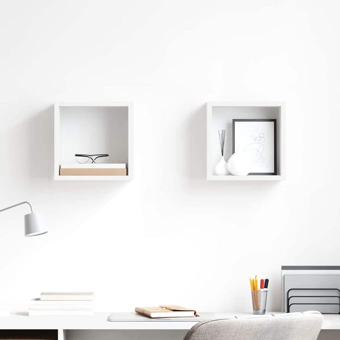 vidaXL - Wandschappen - kubus - 2 - st - 26x15x26 - cm - wit