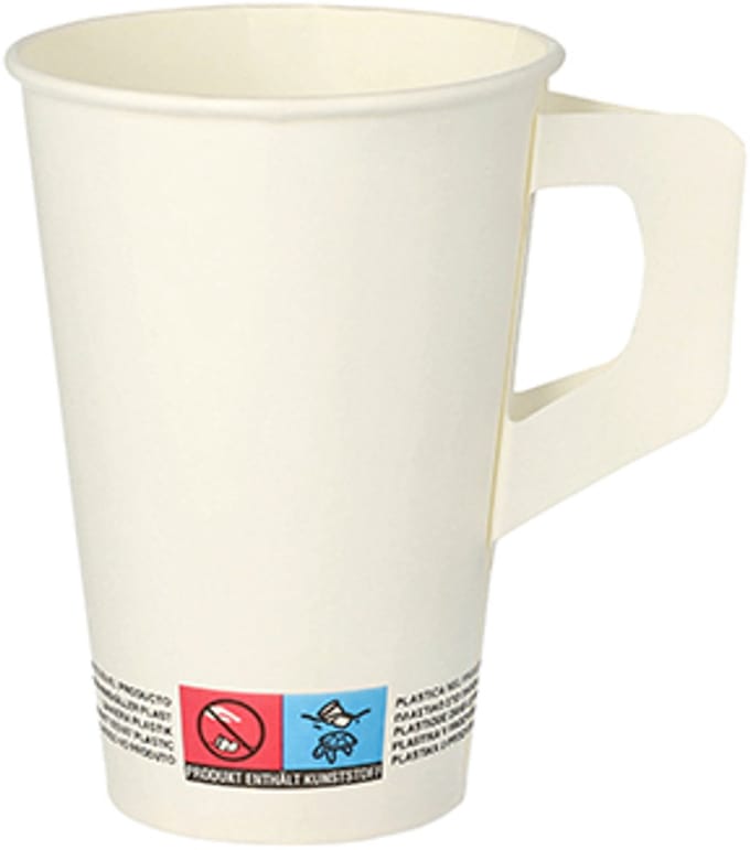80 Drinkbekers met handgreep, karton 0,2 l Ø 7 cm · 9,7 cm wit