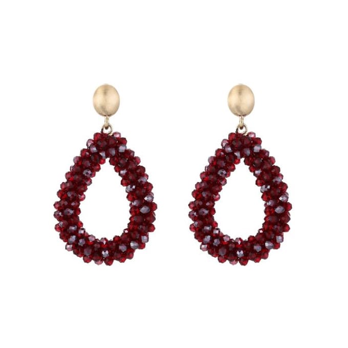 Bijoutheek Oorknoppen Kralen Druppel Deep Red