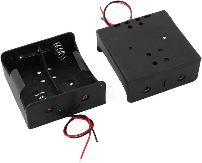 Batterij Houder - D Cel - Apparaten Voeden - 2 Stuks Set - 7 x 7 x 3.1cm - Zwart