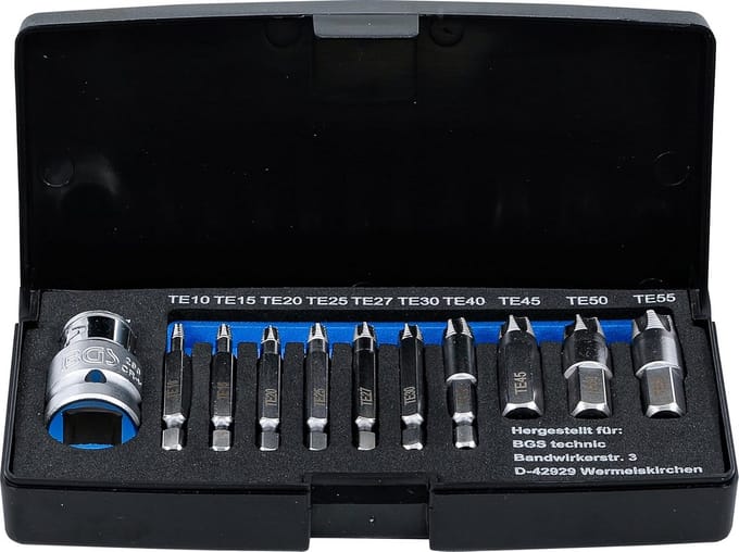 Schroeven uitdraaiset - Torx bitset - Defecte schroeven verwijderen - Chroom-vanadium-staal S2 - 11-delig - Meerkleurig