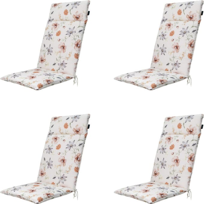 Madison - Tuinstoelkussen Hoge Rug Florina natural - Ca. 120x50 cm - Set van 4