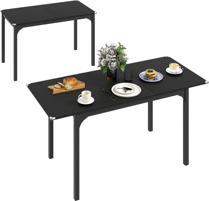 HOMCOM-Opklapbare eettafel-spaanplaat-120x60x76,5cm-grijs