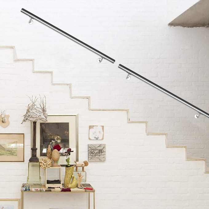 RVS Leuning 150 cm Geborsteld | Wandsteun voor Binnen en Buiten