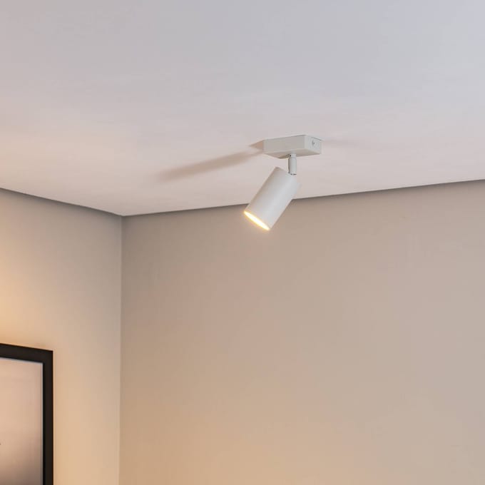 Argon Plafondspot Sado wit staal, verstelbaar 1-lamp hoekig