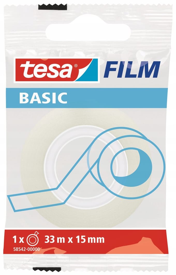 tesafilm® BASIC - Bureaulijm - Transparant - Universeel - Discreet - 33m x 15mm