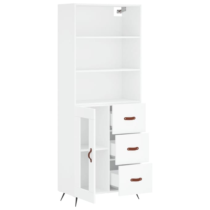 vidaXL - Hoge - kast - 69,5x34x180 - cm - bewerkt - hout - wit