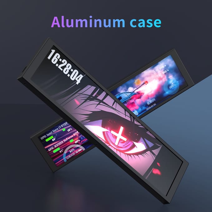 AJAZZ AKP02 9,2 inch aluminiumlegering secundaire monitor USB één-kabel-aansluiting drive-vrije pc hardware temperatuurmonitor aangepaste dynamische thema verticale horizontale montage gaming case
