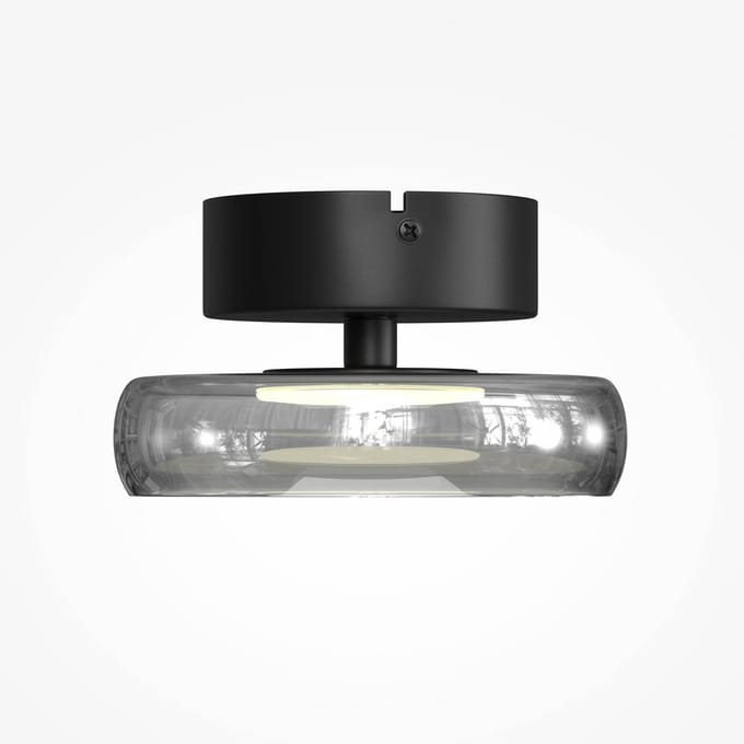 Maytoni LED plafondlamp FLOAT, grijs/zwart, Ø 20 cm, glas/metaal