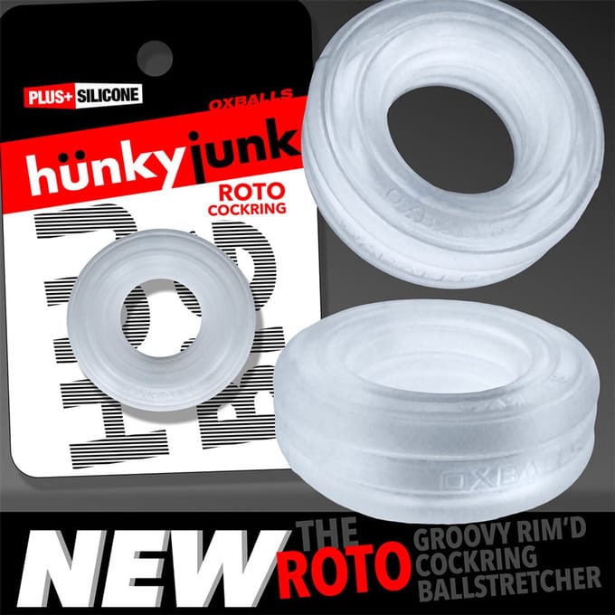 Hünkyjunk - Roto - Geribbelde Cockring - Transparant