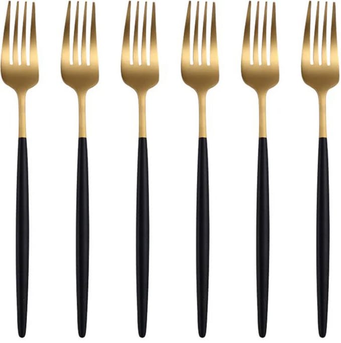 Kadirelli Dessertvork - 12 Stuks - Goud/Zwart