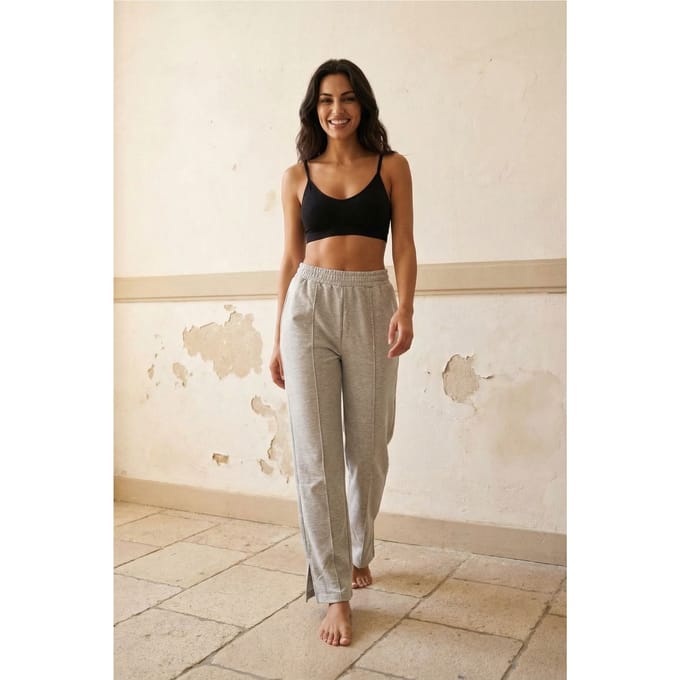 Hoge taille wijde been gebreide joggingsbroek