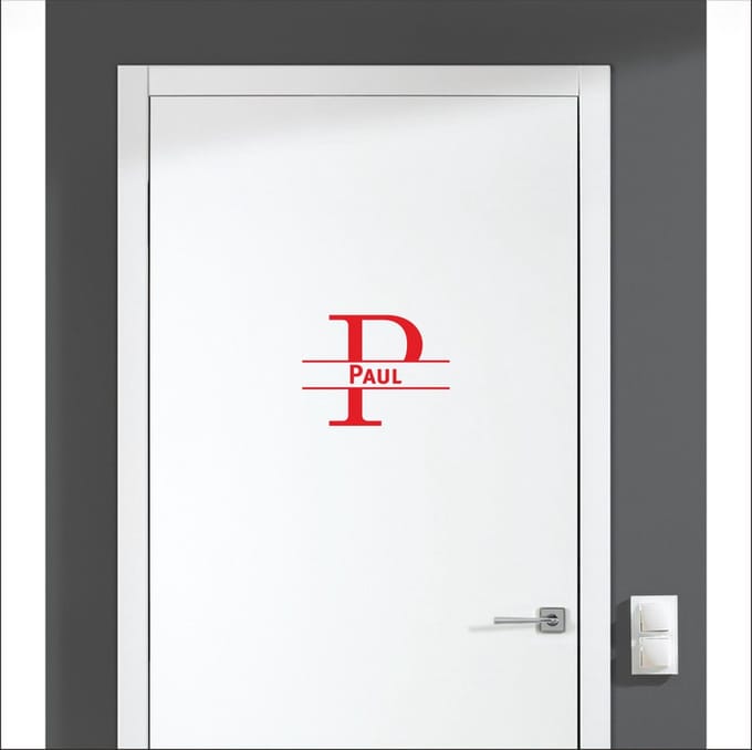 Deursticker Met Naam -  Paul - Rood