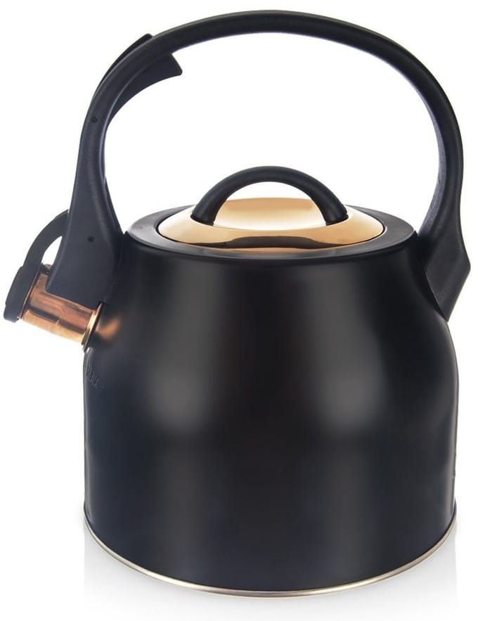 Orion - Stalen Fluitketel - 3L - Mat Zwart - Goudkleurig