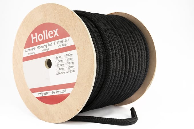 Hollex Landvast Zwart 12mm rol=100mtr - 3str