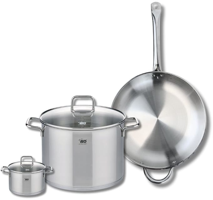 Set van 1 Koekenpan 32 cm en 2 kookpotten 12 en 26 cm Elo Profi Citrin
