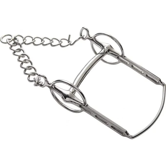 Gebogen recht paardenbit met clip Feeling