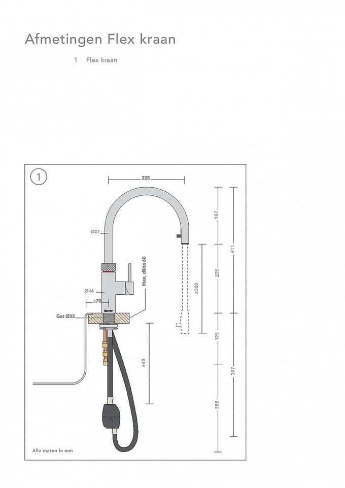 Quooker Flex round gun metal met Pro3 reservoir