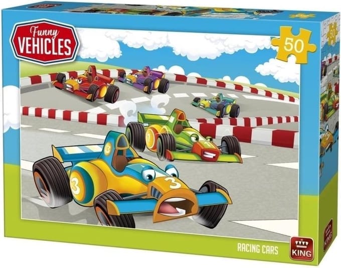 King Kinderpuzzel Racing Cars 50 Stuks 24,5 X 17 Cm