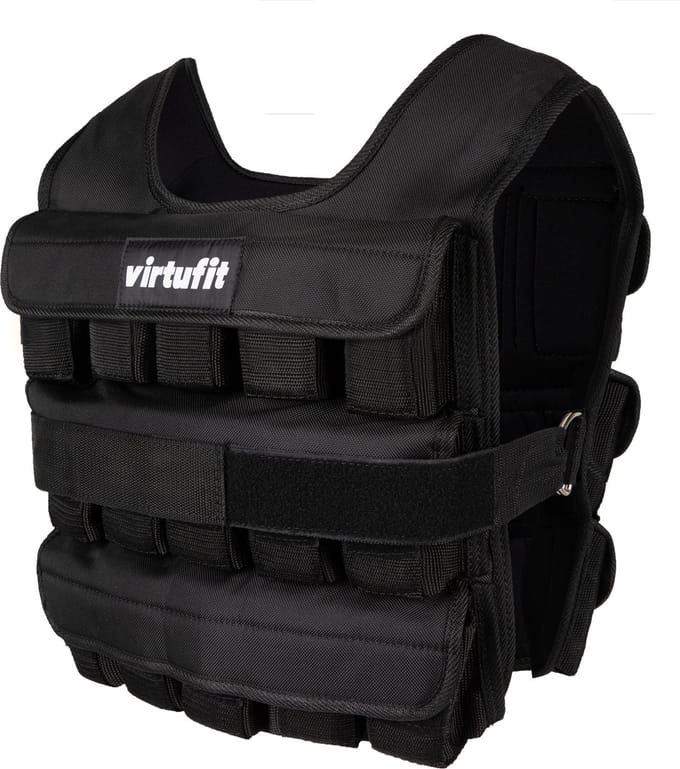 VirtuFit Gewichtsvest - 30 kg - Verstelbaar - Uitneembare Gewichten - Hardlopen & Krachttraining - One Size - Zwart