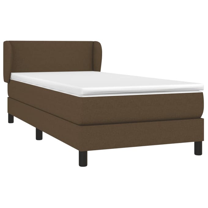 vidaXL - Boxspring - met - matras - stof - donkerbruin - 90x200 - cm