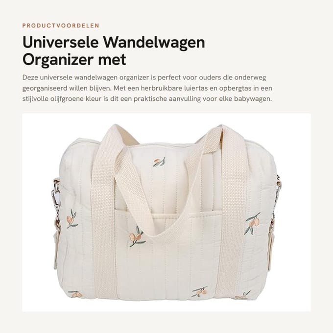Dailygoods - Universele Wandelwagen Organizer met Luiertas