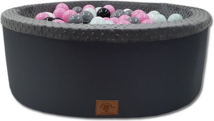 Ballenbak met 200 ballen - roze, wit, grijs & zwart - 90 cm diameter - grafiet