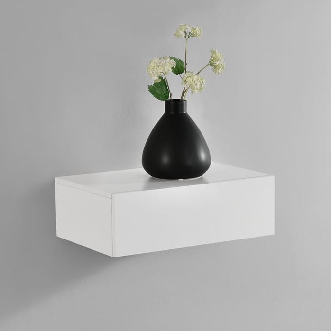 Wandplank met lade zwevend 46x30x15 cm wit mat