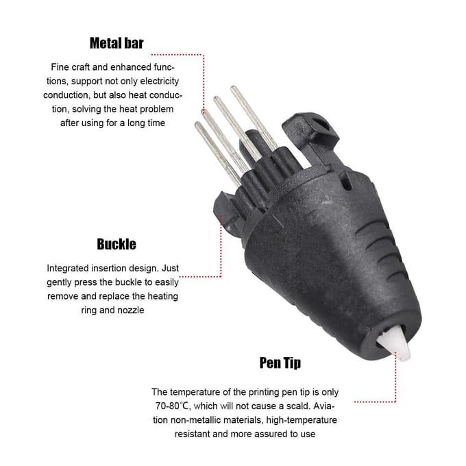 3D-printpen Printeronderdelen Accessoires Invoegmondstuk Printkop 1,75 mm Zwart black