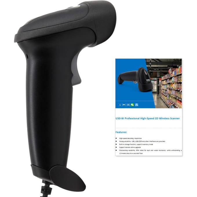 Draagbare USB 2D 1D Barcodescanner COMS-sensor Hoge snelheid scannen QR-codelezer Plug and Play