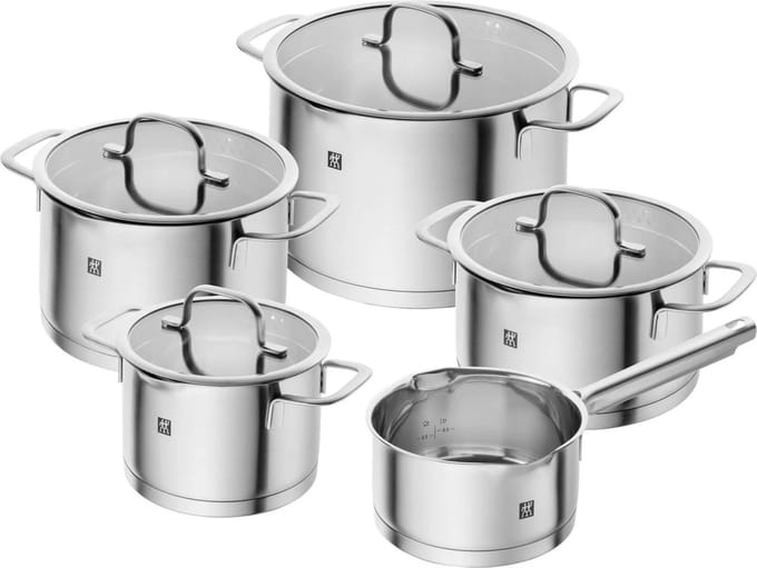 Zwilling TrueFlow - Cookware set with cover - 5 items - round - silver
