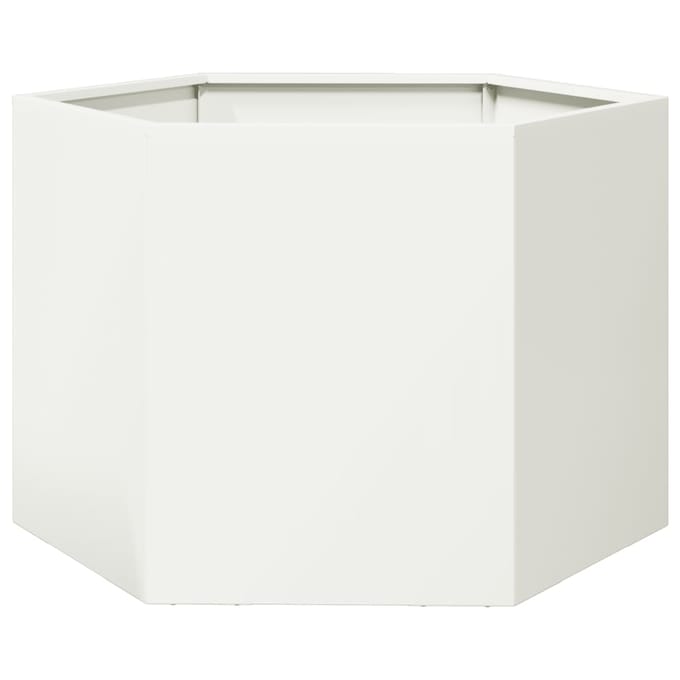 vidaXL - Plantenbak - zeshoek - 69x60x45 - cm - staal - wit