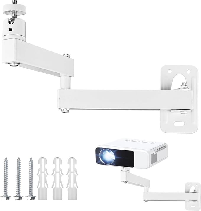 Projector Beugel - Projector Ophanging - Thuisbioscoop Instellen - 360 Graden Draaibaar - 3 kg Draagkracht - Wit