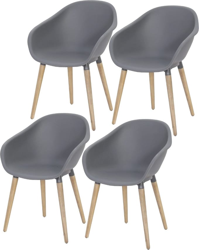 Set van 4 Swan dining kuipstoel grijs kunststof