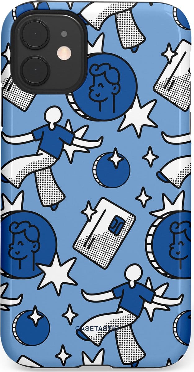 Casetastic hoesje geschikt voor Apple iPhone 11 - Dubbellaagse bescherming - Geldroute - Fashion Case - Lichtblauw Grijs Donkergrijs