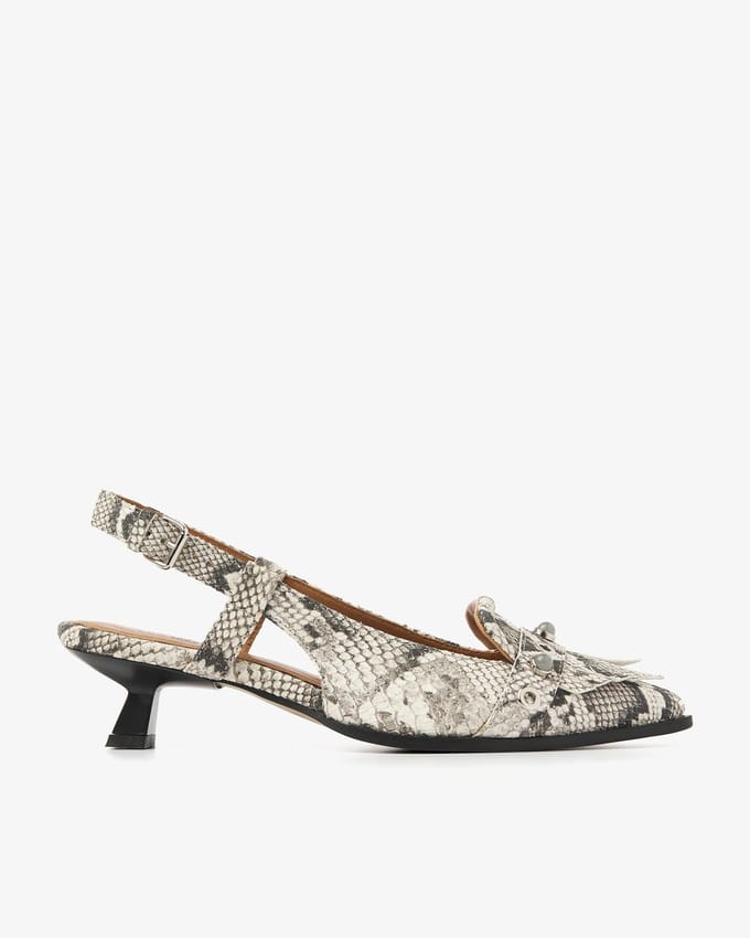 VIA VAI Lea Aileen Slingbacks Dames - Leer - Beige - Maat 40