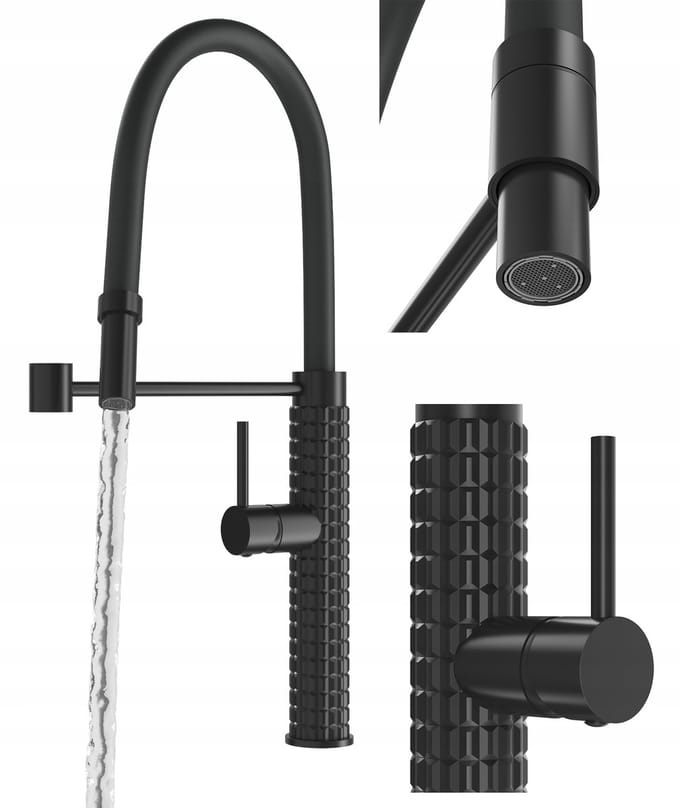 Zwarte Keukenmengkraan met Flexibele Uitloop - Modern Design