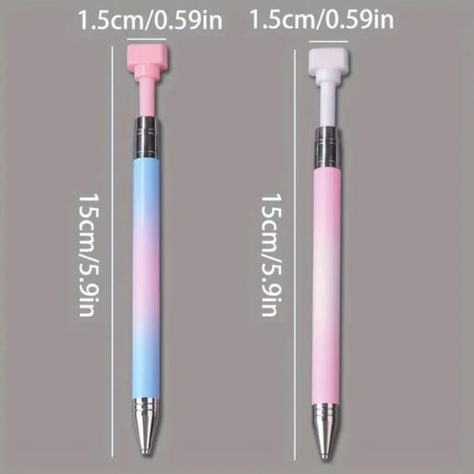 Diamond painting pen met wax met 1 navulling - roze/wit - Diamond painting by Wietske