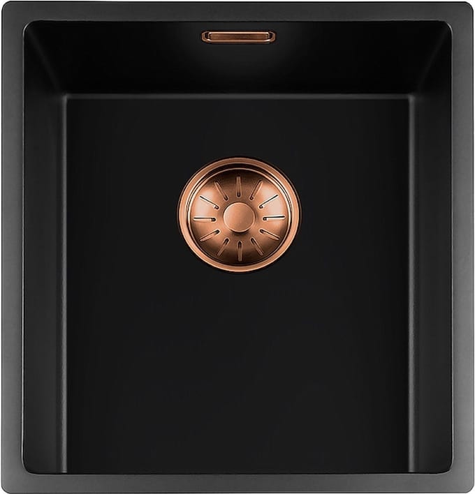 Lorreine Black Quartz Series spoelbak 3440cm Plug Copper 34BQ-FU-Copper