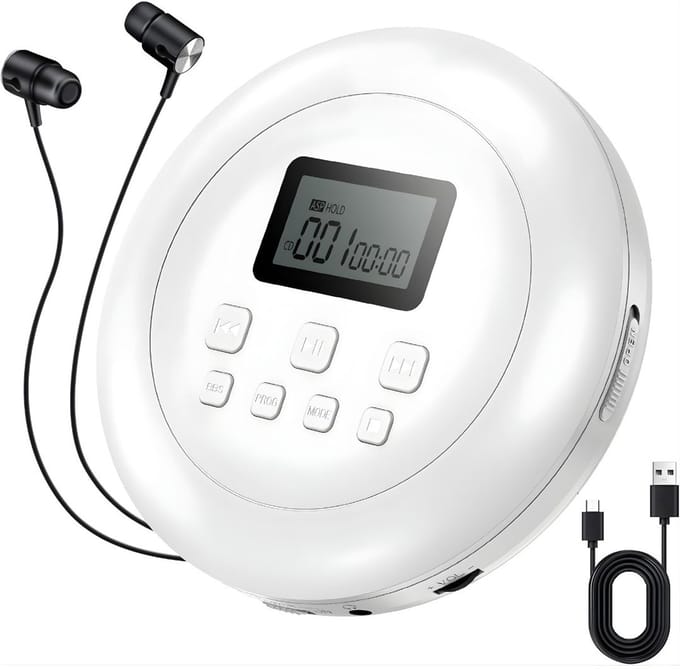 DnA® CD Speler - Draagbare CD Speler - Portable CD Speler - Wit - 22cm x 18cm x 5cm